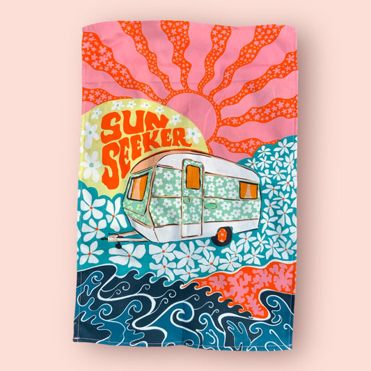 Sun Seeker Caravan Tea Towel