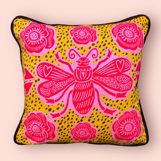 Bee Cushion - Yellow