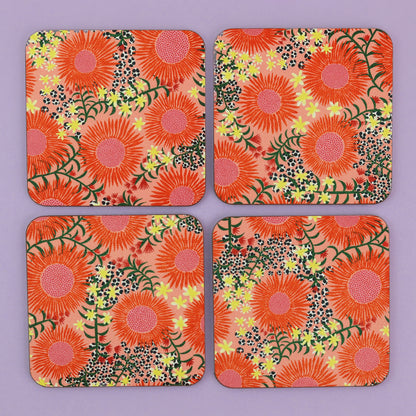 Peachy Floral Coasters