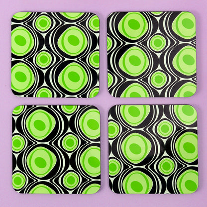 Green 70s Circles Coasters