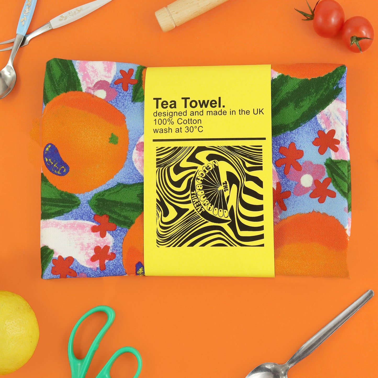 Oranges Print Tea Towel