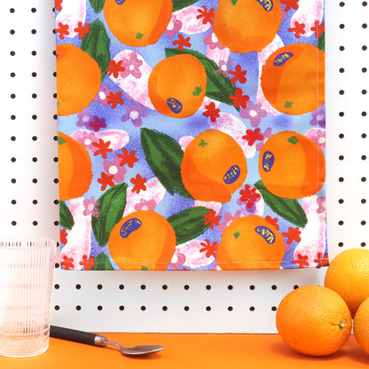 Oranges Print Tea Towel