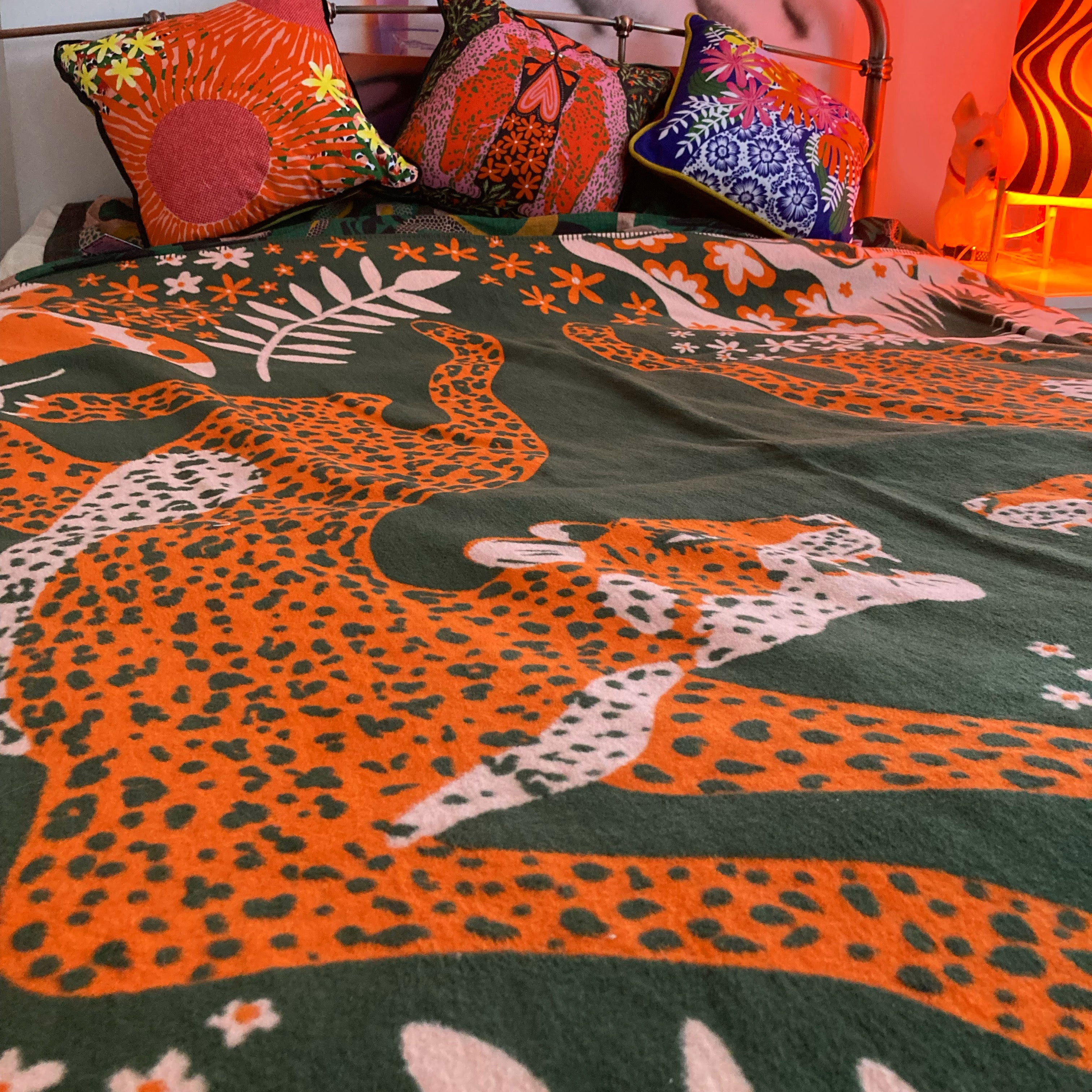 Cotton leopard throw blanket sale